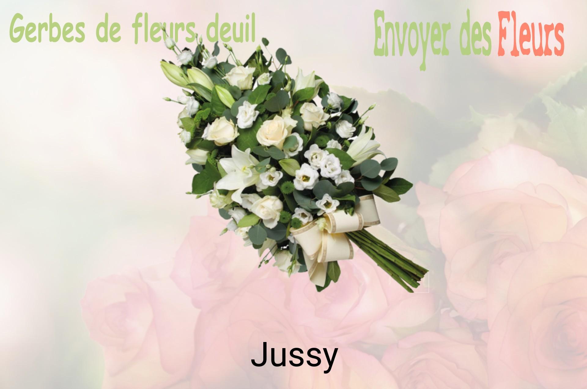 Gerbe de fleurs de deuil livrée à Jussy